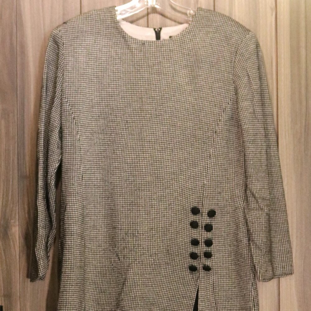 VINTAGE Houndstooth Positive Attitude Layered look long sleeve dress